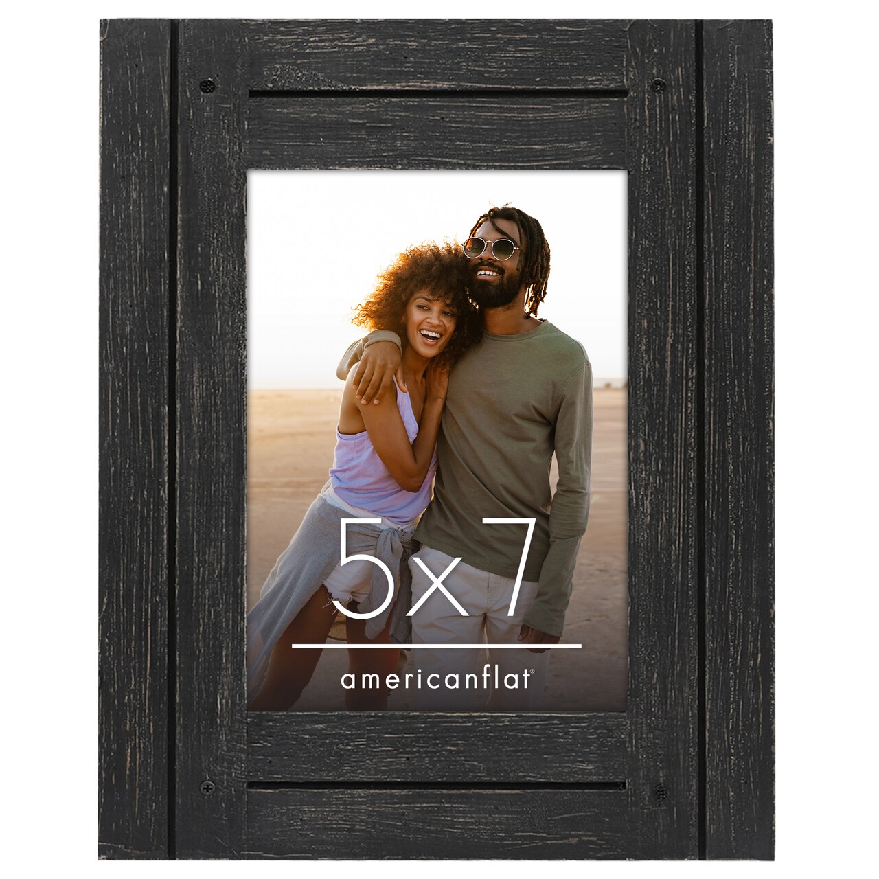 Americanflat Rustic Picture Frame - Modern Photo Frame for Unique Farmhouse Look - Polished Glass Cover - Hanging Hardware with Horizontal and Vertical Display - Includes Easel